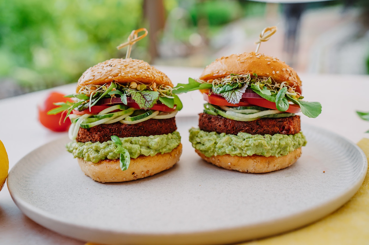 two burgers on a plate