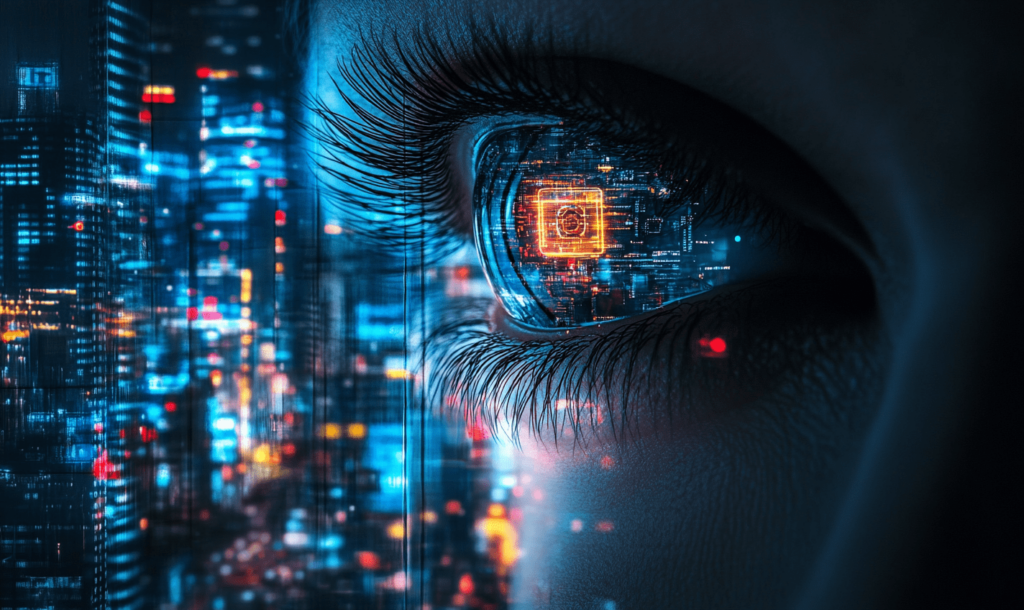 a close up of a person's eye